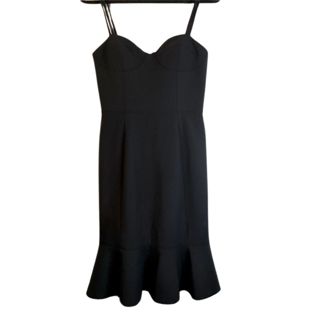 Whimsigoth Pinup Bustier Ruffle Bottom Midi Dress Size S